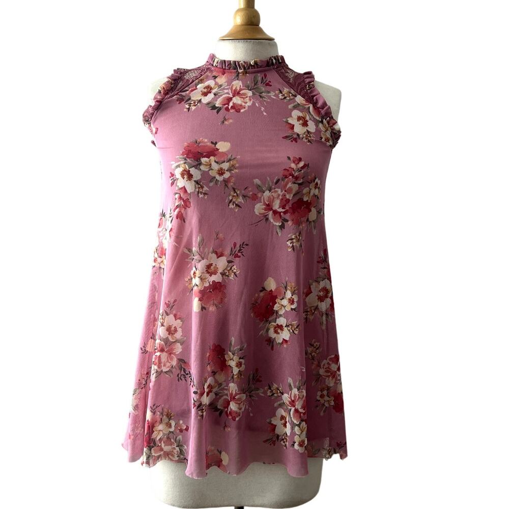 Ava & Yelly Size 12 Girls Pink Floral Dress Sleeveless Ruffles Excellent